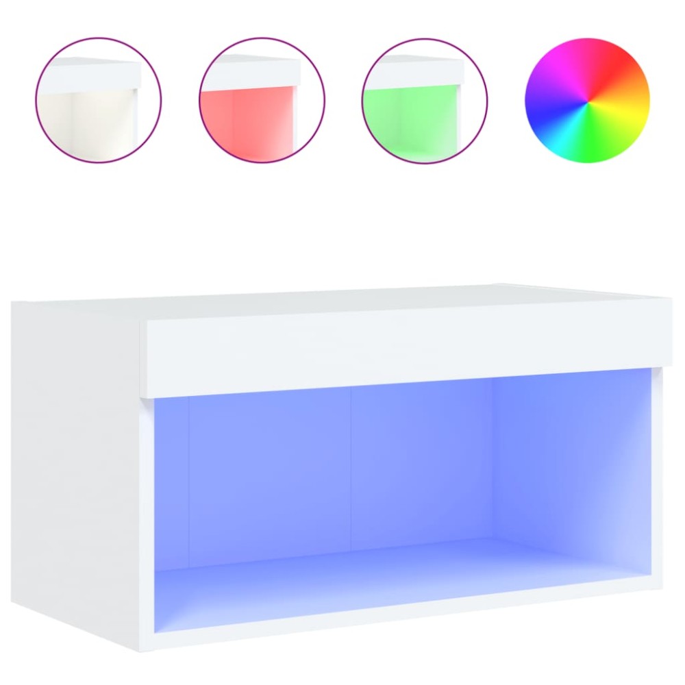 vidaXL Comodă TV cu lumini LED, alb, 60x30x30 cm