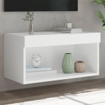 vidaXL Comodă TV cu lumini LED, alb, 60x30x30 cm vidaXL Comodă TV cu lumini LED, alb, 60x30x30 cm