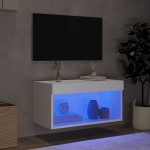 vidaXL Comodă TV cu lumini LED, alb, 60x30x30 cm vidaXL Comodă TV cu lumini LED, alb, 60x30x30 cm