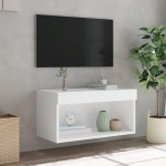 vidaXL Comodă TV cu lumini LED, alb, 60x30x30 cm vidaXL Comodă TV cu lumini LED, alb, 60x30x30 cm