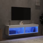 vidaXL Comode TV cu lumini LED, 2 buc., alb, 60x30x30 cm