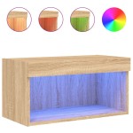 vidaXL Comodă TV cu lumini LED, stejar sonoma, 60x30x30 cm