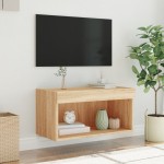 vidaXL Comodă TV cu lumini LED, stejar sonoma, 60x30x30 cm