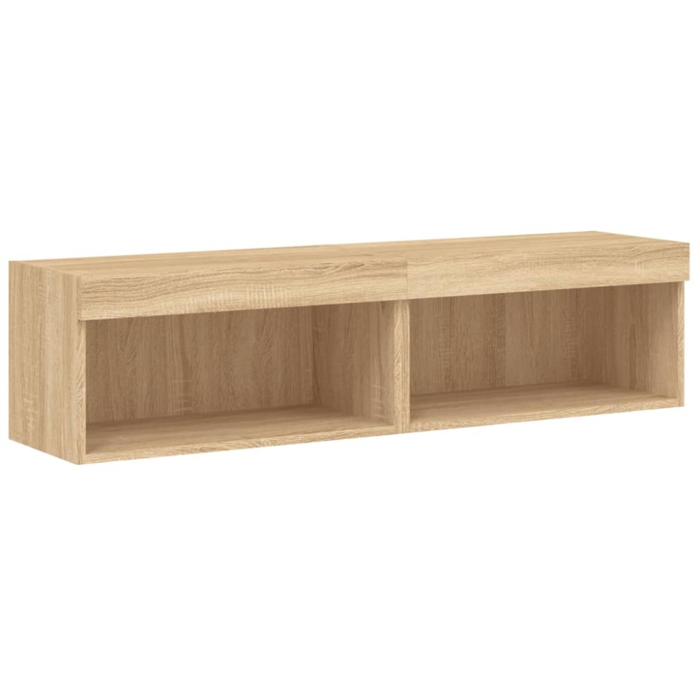 vidaXL Comode TV cu lumini LED, 2 buc., stejar sonoma, 60x30x30 cm