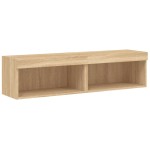 vidaXL Comode TV cu lumini LED, 2 buc., stejar sonoma, 60x30x30 cm