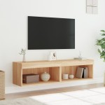 vidaXL Comode TV cu lumini LED, 2 buc., stejar sonoma, 60x30x30 cm