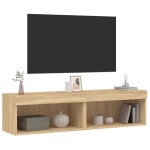 vidaXL Comode TV cu lumini LED, 2 buc., stejar sonoma, 60x30x30 cm