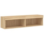 vidaXL Comode TV cu lumini LED, 2 buc., stejar sonoma, 60x30x30 cm
