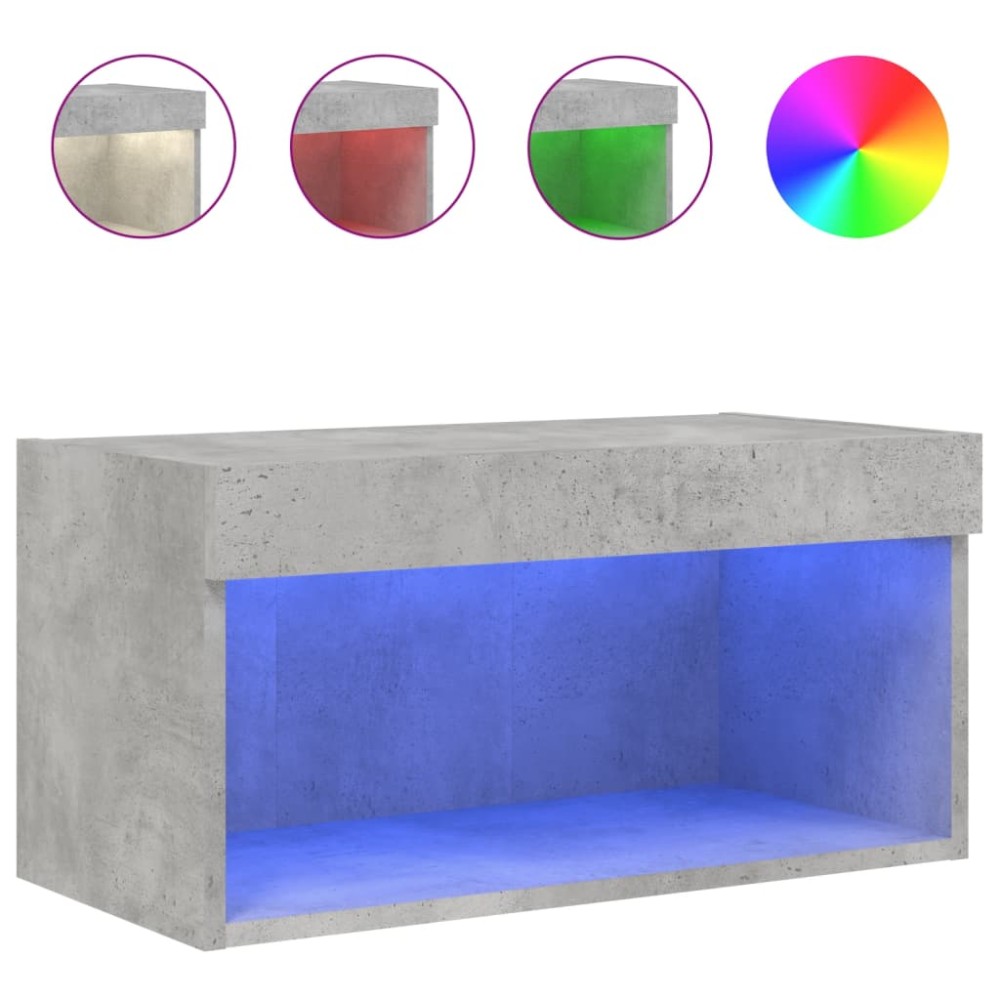 vidaXL Comodă TV cu lumini LED, gri beton, 60x30x30 cm