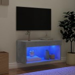 vidaXL Comodă TV cu lumini LED, gri beton, 60x30x30 cm vidaXL Comodă TV cu lumini LED, gri beton, 60x30x30 cm