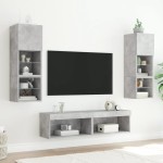 vidaXL Comodă TV cu lumini LED, gri beton, 60x30x30 cm vidaXL Comodă TV cu lumini LED, gri beton, 60x30x30 cm