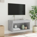 vidaXL Comodă TV cu lumini LED, gri beton, 60x30x30 cm vidaXL Comodă TV cu lumini LED, gri beton, 60x30x30 cm