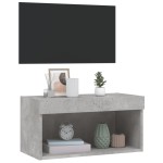vidaXL Comodă TV cu lumini LED, gri beton, 60x30x30 cm vidaXL Comodă TV cu lumini LED, gri beton, 60x30x30 cm