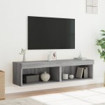 vidaXL Comode TV cu lumini LED, 2 buc., gri sonoma, 60x30x30 cm