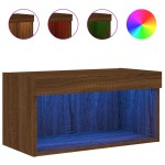 vidaXL Comodă TV cu lumini LED, stejar maro, 60x30x30 cm
