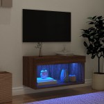 vidaXL Comodă TV cu lumini LED, stejar maro, 60x30x30 cm