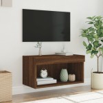 vidaXL Comodă TV cu lumini LED, stejar maro, 60x30x30 cm