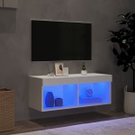vidaXL Comodă TV cu lumini LED, alb, 80x30x30 cm vidaXL Comodă TV cu lumini LED, alb, 80x30x30 cm