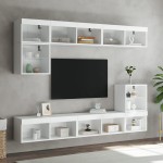 vidaXL Comodă TV cu lumini LED, alb, 80x30x30 cm vidaXL Comodă TV cu lumini LED, alb, 80x30x30 cm
