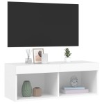 vidaXL Comodă TV cu lumini LED, alb, 80x30x30 cm vidaXL Comodă TV cu lumini LED, alb, 80x30x30 cm