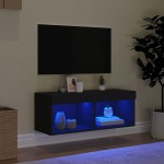 vidaXL Comodă TV cu lumini LED, negru, 80x30x30 cm
