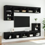 vidaXL Comodă TV cu lumini LED, negru, 80x30x30 cm