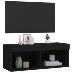 vidaXL Comodă TV cu lumini LED, negru, 80x30x30 cm