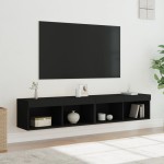 vidaXL Comode TV cu lumini LED, 2 buc., negru, 60x30x30 cm