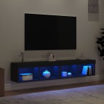 vidaXL Comode TV cu lumini LED, 2 buc., negru, 60x30x30 cm