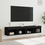 vidaXL Comode TV cu lumini LED, 2 buc., negru, 60x30x30 cm