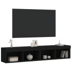 vidaXL Comode TV cu lumini LED, 2 buc., negru, 60x30x30 cm