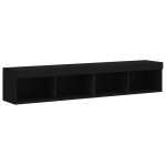 vidaXL Comode TV cu lumini LED, 2 buc., negru, 60x30x30 cm