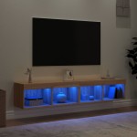 vidaXL Comode TV cu lumini LED, 2 buc., stejar sonoma, 80x30x30 cm