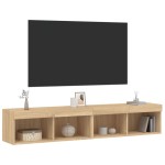 vidaXL Comode TV cu lumini LED, 2 buc., stejar sonoma, 80x30x30 cm