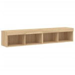 vidaXL Comode TV cu lumini LED, 2 buc., stejar sonoma, 80x30x30 cm