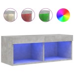 vidaXL Comodă TV cu lumini LED, gri beton, 80x30x30 cm vidaXL Comodă TV cu lumini LED, gri beton, 80x30x30 cm