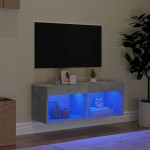 vidaXL Comodă TV cu lumini LED, gri beton, 80x30x30 cm vidaXL Comodă TV cu lumini LED, gri beton, 80x30x30 cm