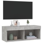 vidaXL Comodă TV cu lumini LED, gri beton, 80x30x30 cm vidaXL Comodă TV cu lumini LED, gri beton, 80x30x30 cm