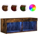 vidaXL Comodă TV cu lumini LED, stejar fumuriu, 80x30x30 cm