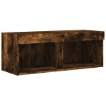 vidaXL Comodă TV cu lumini LED, stejar fumuriu, 80x30x30 cm