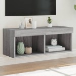 vidaXL Comodă TV cu lumini LED, gri sonoma, 80x30x30 cm vidaXL Comodă TV cu lumini LED, gri sonoma, 80x30x30 cm