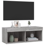 vidaXL Comodă TV cu lumini LED, gri sonoma, 80x30x30 cm vidaXL Comodă TV cu lumini LED, gri sonoma, 80x30x30 cm
