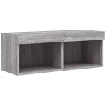 vidaXL Comodă TV cu lumini LED, gri sonoma, 80x30x30 cm vidaXL Comodă TV cu lumini LED, gri sonoma, 80x30x30 cm