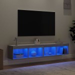 vidaXL Comode TV cu lumini LED, 2 buc., gri sonoma, 80x30x30 cm