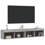 vidaXL Comode TV cu lumini LED, 2 buc., gri sonoma, 80x30x30 cm