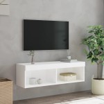 vidaXL Comodă TV cu lumini LED, alb, 100x30x30 cm