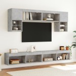 vidaXL Comode TV cu lumini LED, 2 buc., gri beton, 100x30x30 cm