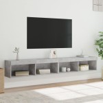 vidaXL Comode TV cu lumini LED, 2 buc., gri beton, 100x30x30 cm