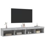 vidaXL Comode TV cu lumini LED, 2 buc., gri beton, 100x30x30 cm