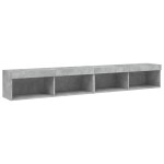 vidaXL Comode TV cu lumini LED, 2 buc., gri beton, 100x30x30 cm